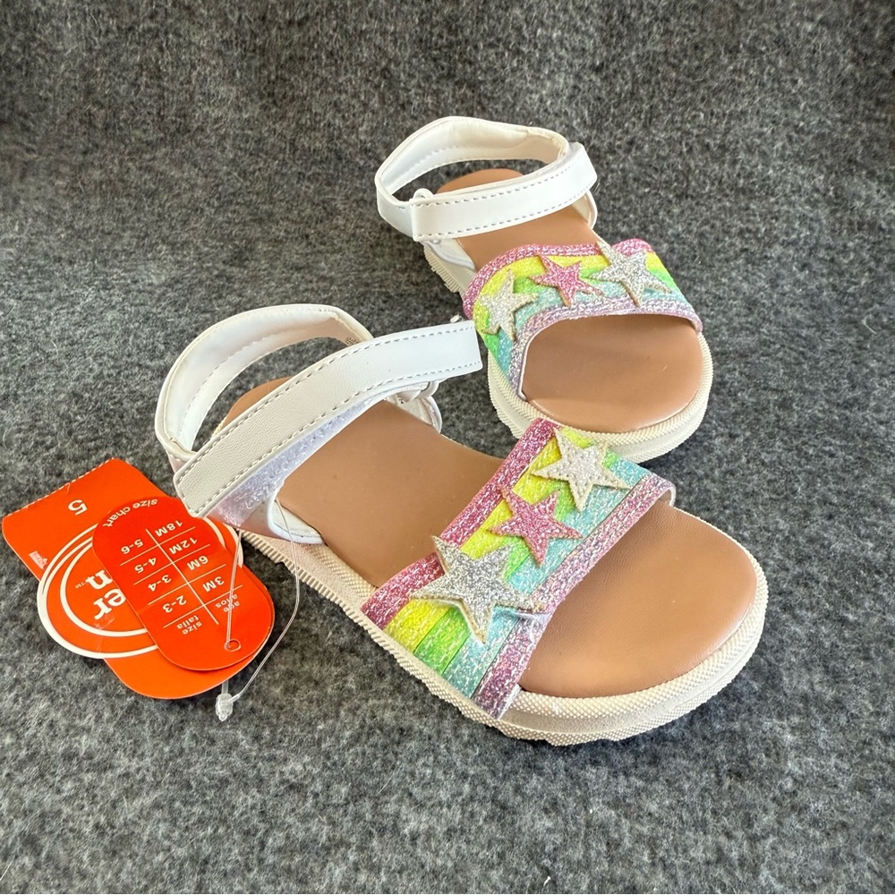 Starry Rainbow Kids Sandals Wonder Nation New Girls Size 5 Straps